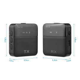 2.4G Mini Wireless Microphone System with Transmitter Receiver Omnidirectional Condenser Clip-on Mic 30-60M Transmission Range with Earphone Audio Cables for Camera Smartphone Vlog Video Recording Interview Streaming