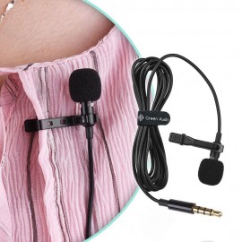 Mini Clip-on Lavalier Microphone Lapel Condenser Mic with 3.5mm Plug Compatible with iPhone iPad Android Smartphone DSLR Camera PC Laptop