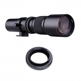 500mm F/8.0-32 Multi Coated Super Telephoto Lens Manual Zoom + T-Mount to EF-Mount Adapter Ring Kit Replacement for Canon EOS Rebel T3 T3i T4i T5 T5i T6 T6i T6s T7 T7i SL1 SL2 6D 7D   60D 70D 77D 80D 5D II/III/IV DSLR Camera 