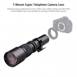Andoer Camera Super Telephoto Lens 500mm F/8.0-32 Manual Zoom Multi-Coated T-Mount Camera Lens with 1/4 Inch Thread Replacement for Canon Nikon Sony Fujifilm Olympus DSLR Cameras