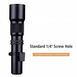 Andoer Camera Super Telephoto Lens 500mm F/8.0-32 Manual Zoom Multi-Coated T-Mount Camera Lens with 1/4 Inch Thread Replacement for Canon Nikon Sony Fujifilm Olympus DSLR Cameras