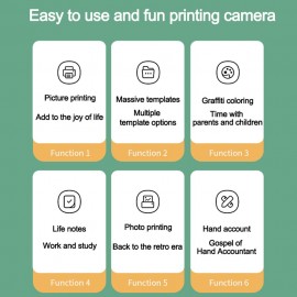 Pocket Photo Printer Wireless Thermal Label Printer 1080P Instant Print Camera Compatible with iOS Android Smartphone Built-in Battery with 3 Rolls Printer Paper for Travel List Study Note Work Memo