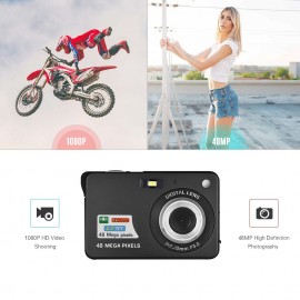 Portable 1080P Digital Camera Video Camcorder 48MP Anti-shake 8X Zoom 2.7 Inch LCD Screen Face Detact Smile Capture Built-in Lithium Battery with Carry Bag Wrist Strap for Kids Teens